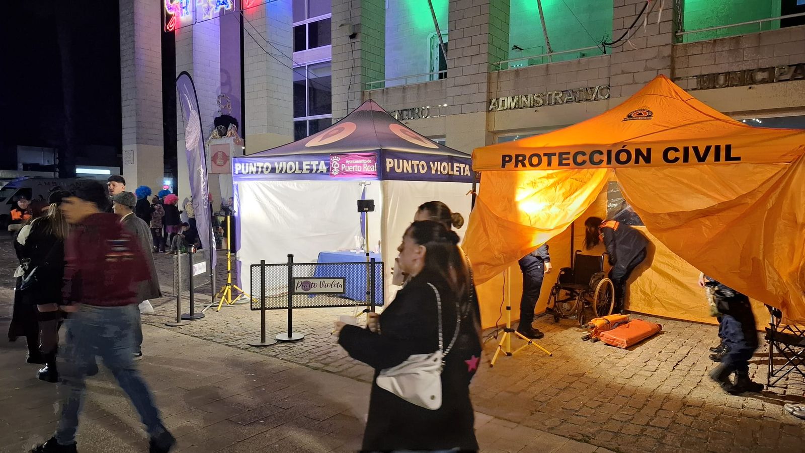 Punto de asistencia de Protección Civil Puerto Real durante el Carnaval