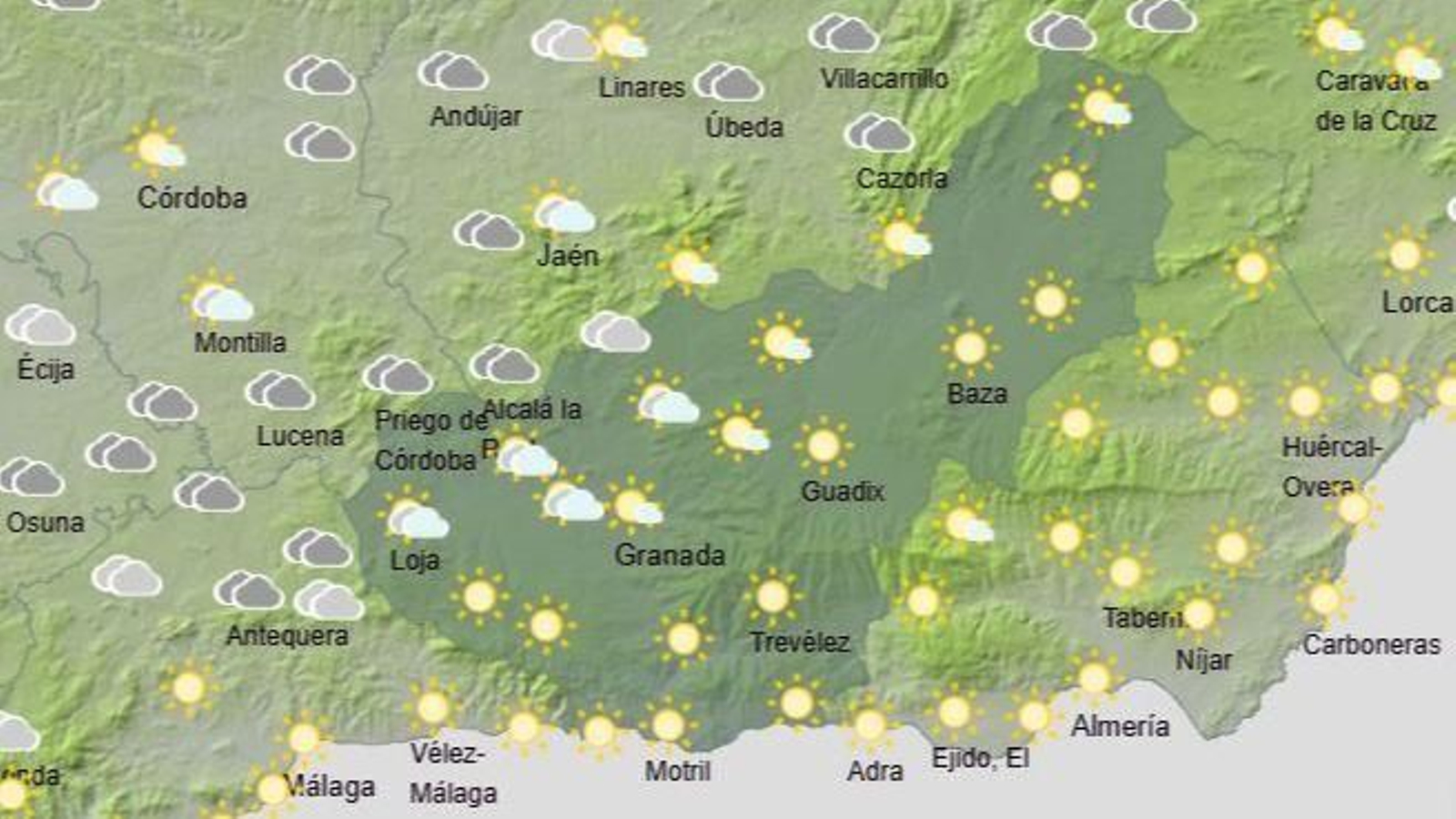 El Tiempo en Granada el 21 de octubre de 2025