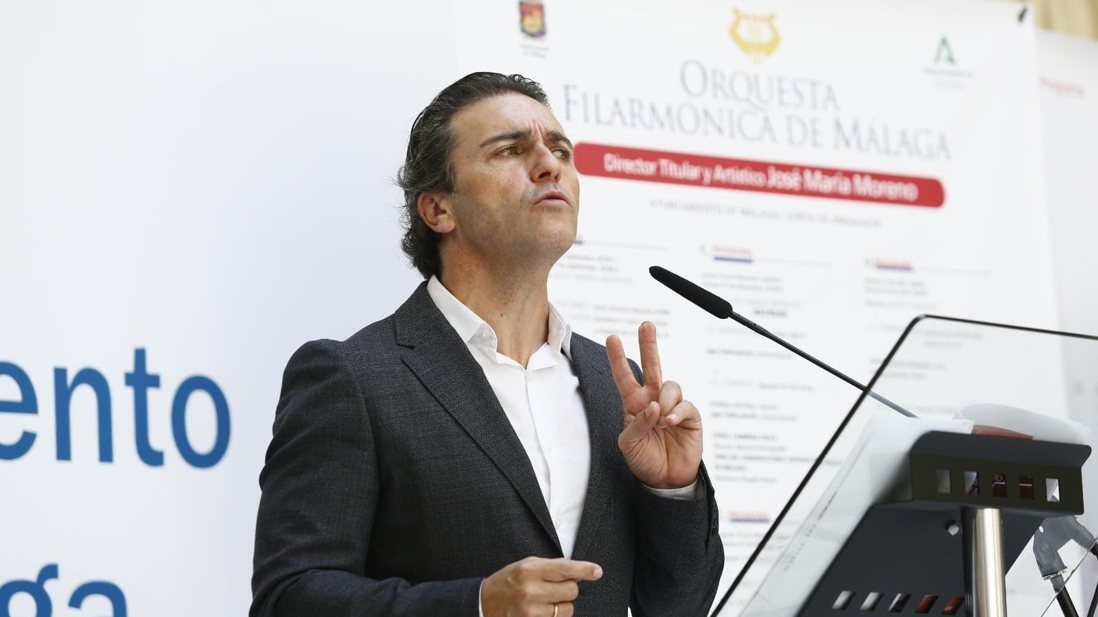 El director titular de la OFM, José María Moreno, durante su intervención.