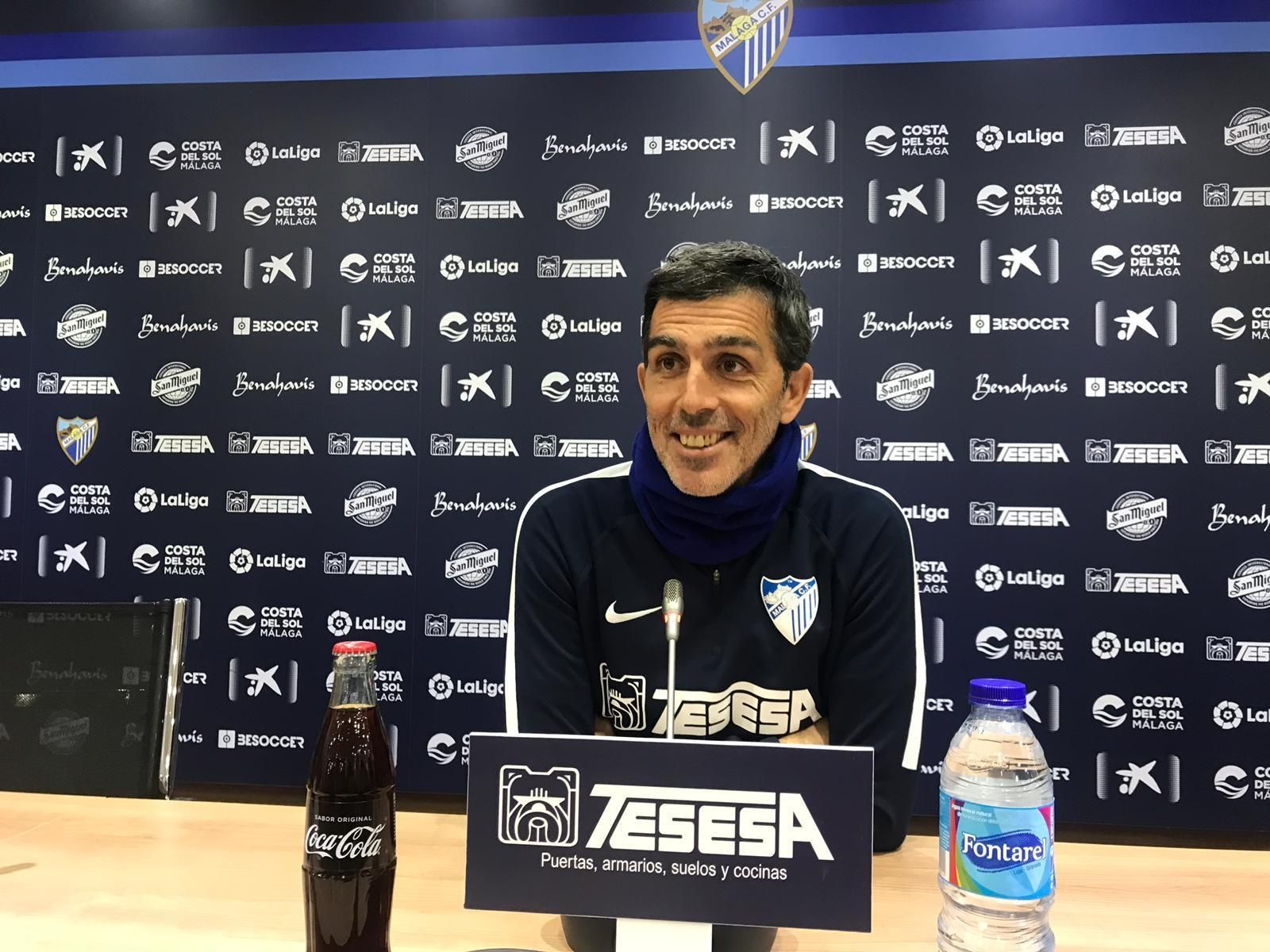 Muñiz, hoy en la sala de prensa de La Rosaleda.