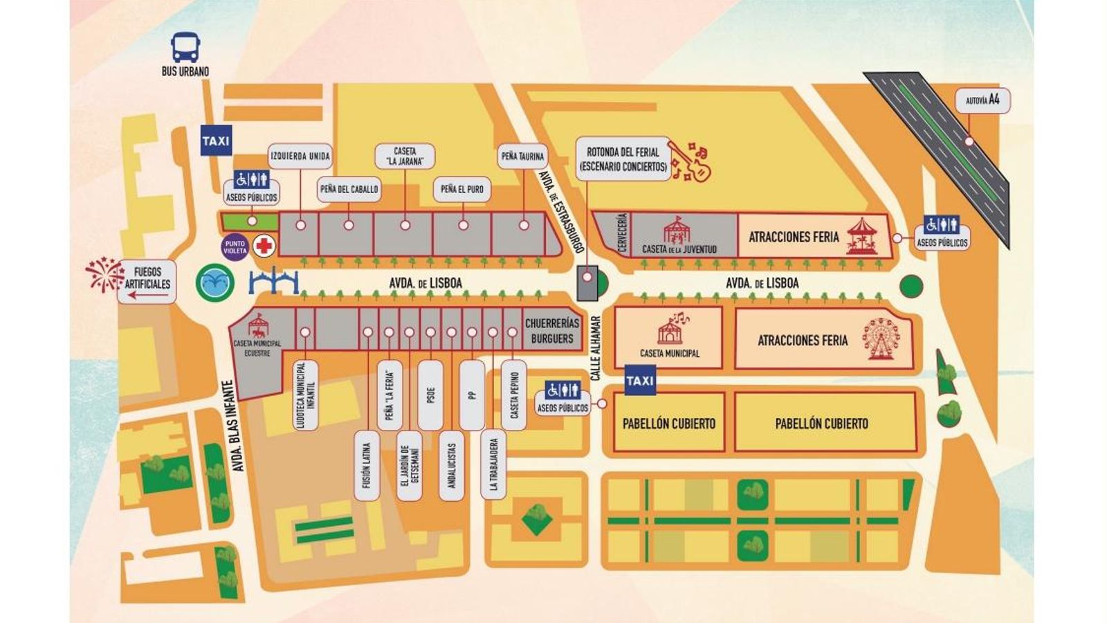 Plano del Recinto Ferial de la Feria de Andújar 2024.