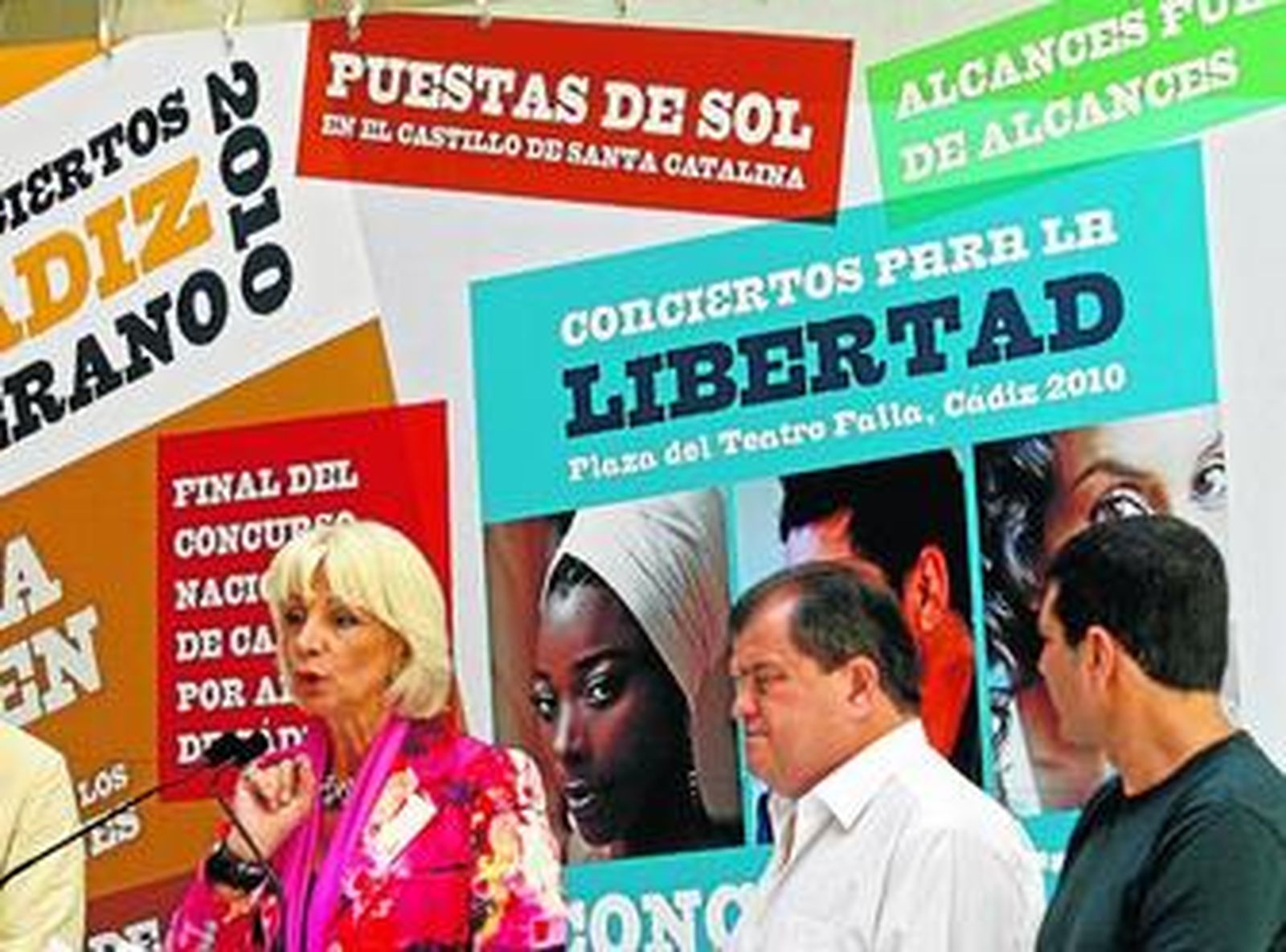 Teófila Martínez, Antonio Castillo y Pepe Vélez, en la presentación de la programación musical.