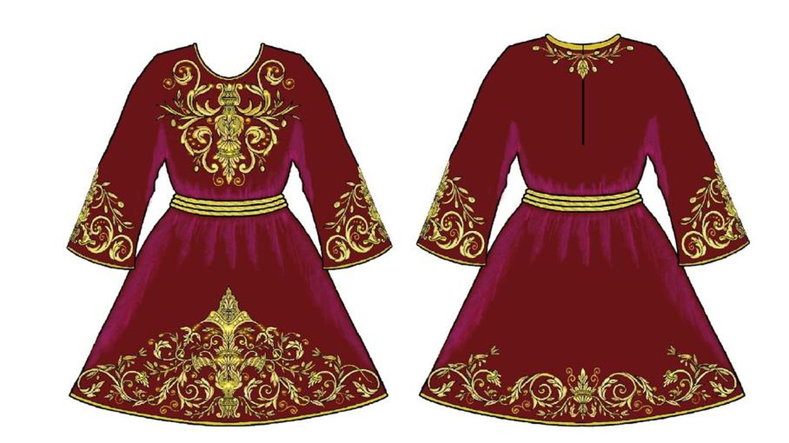 Una imagen del diseño de la túnica.