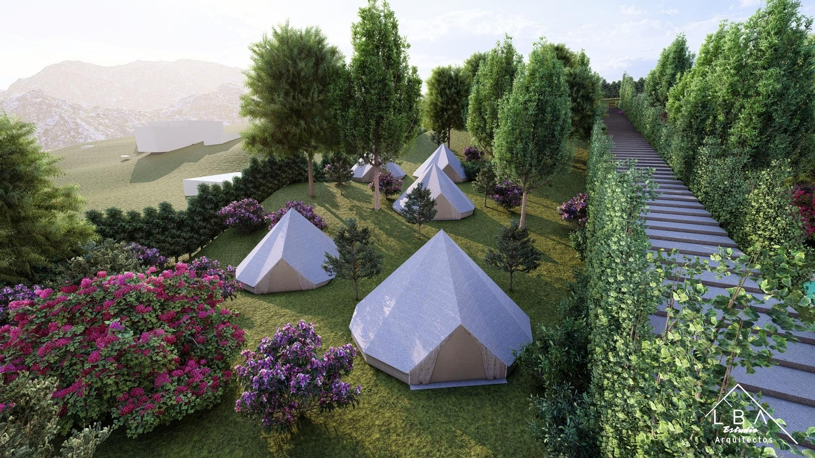 Bocetos digitales del futuro Eco Active Resort de Jaén.