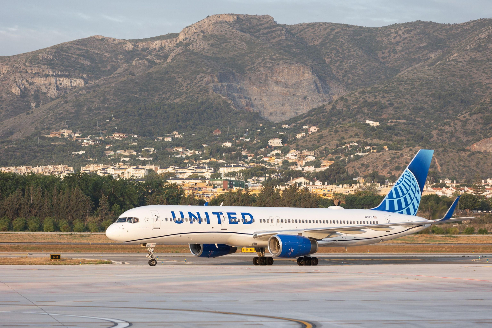 Avión de la compañía United Airlines que une la ruta entre Málaga y Nueva York