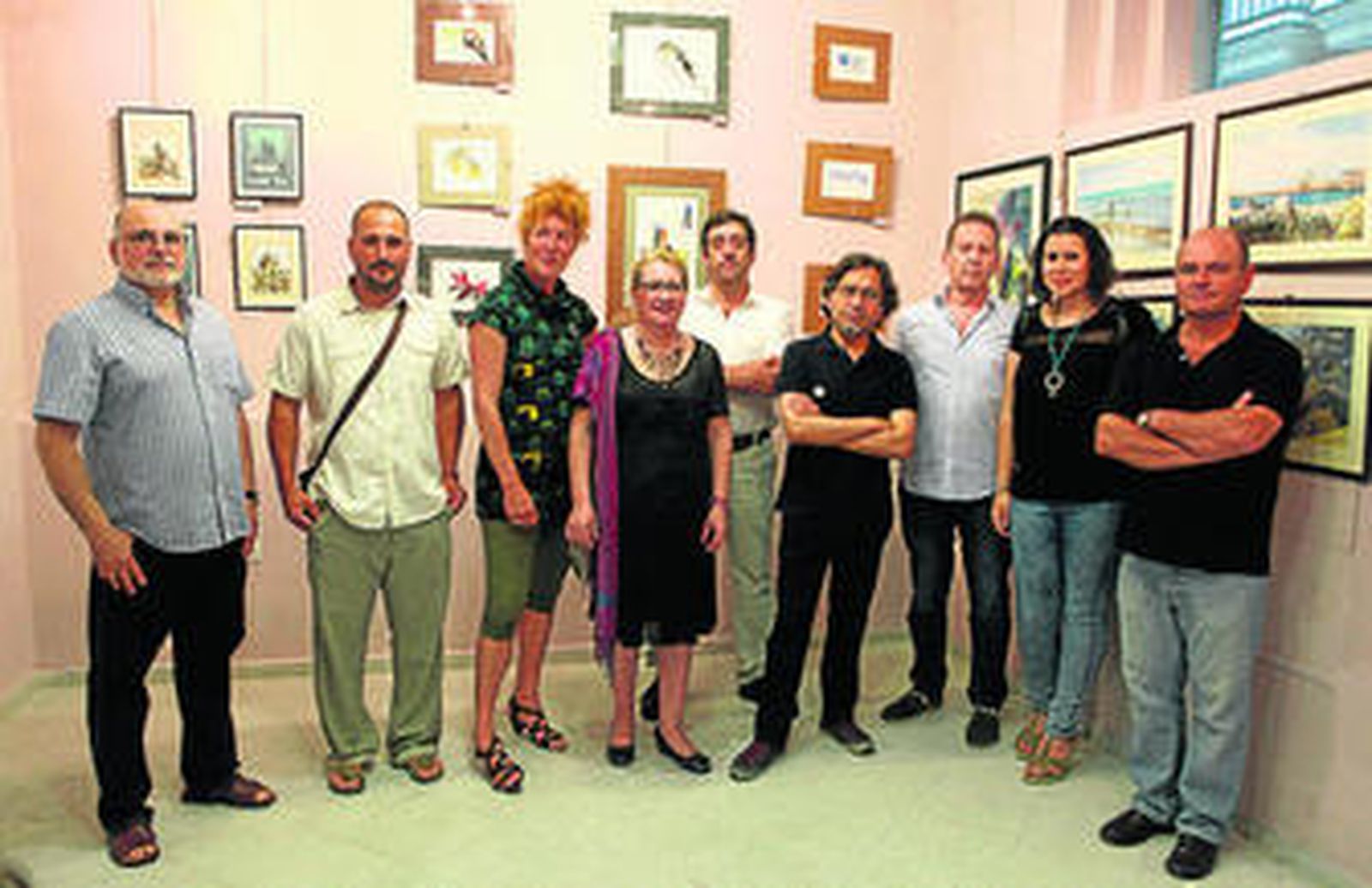 Los socios de Eritia, ayer en la inauguración de la sala.