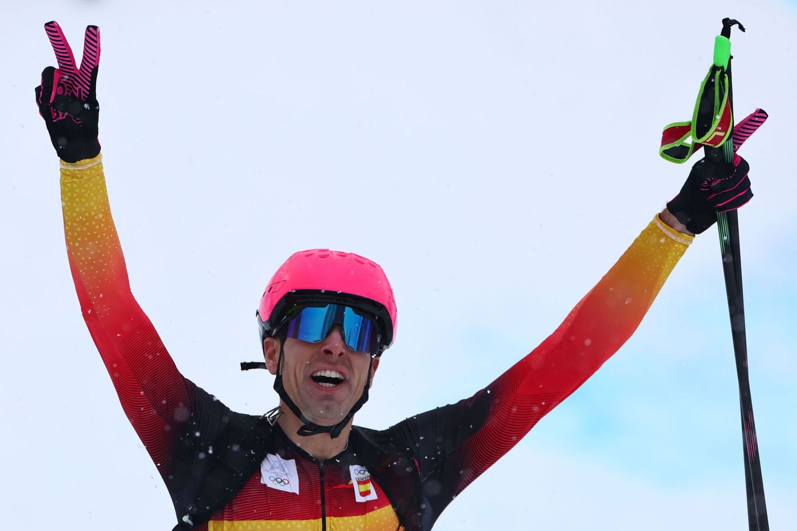 Oriol Cardona celebra su oro olímpico en Bormio.