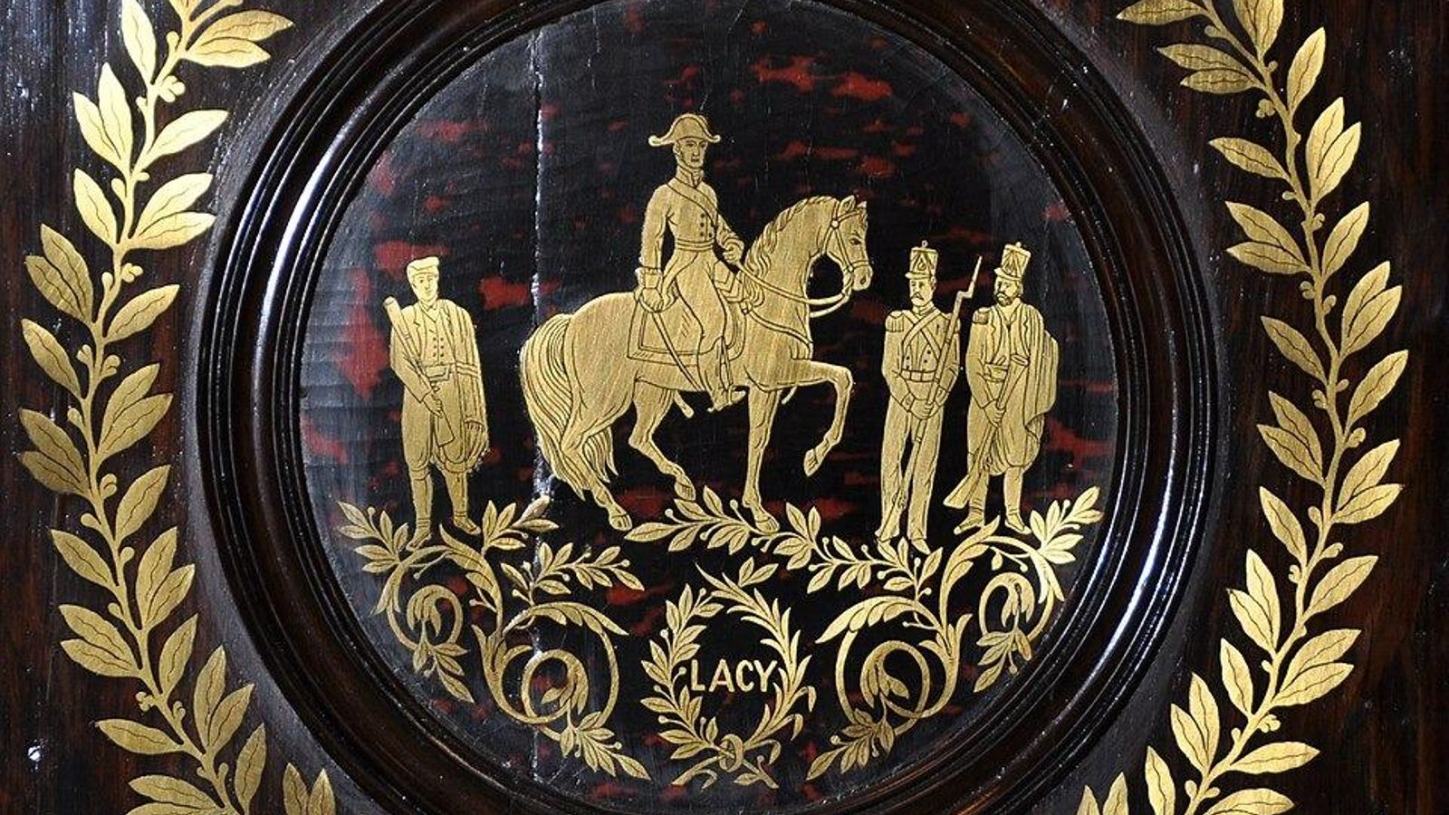 Luis de Lacy y Gautier en la decoración de un mueble conmemorativo de la Guerra de la Independencia española.