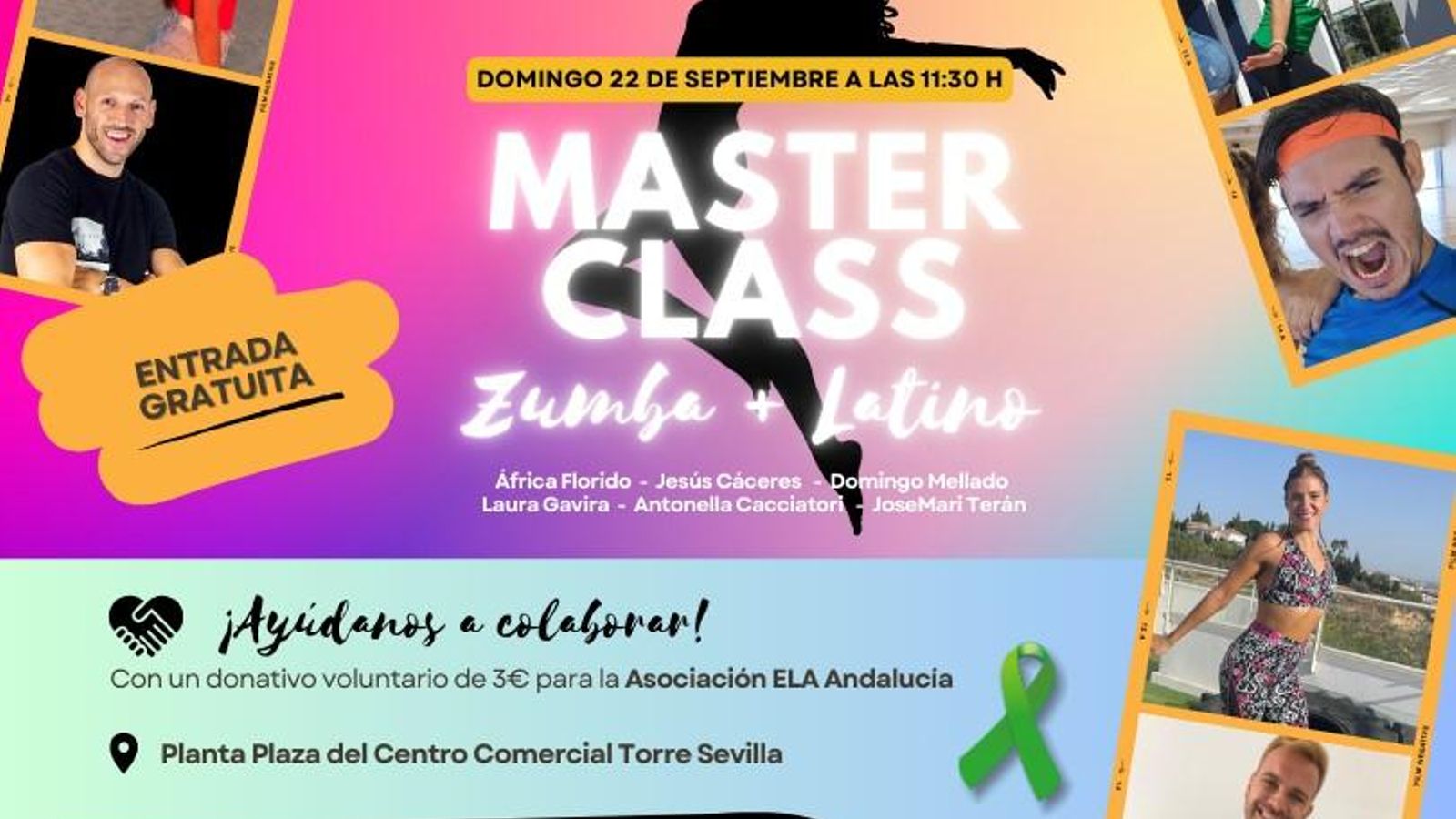 Master class solidaria de Zumba y Latino en Torre Sevilla por la ELA
