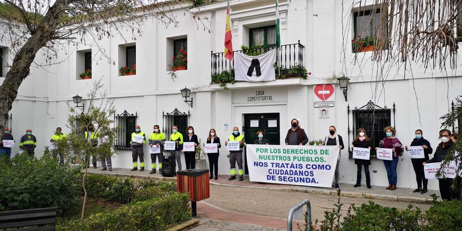 Un instante de la concentración en La Barca celebrada este jueves.