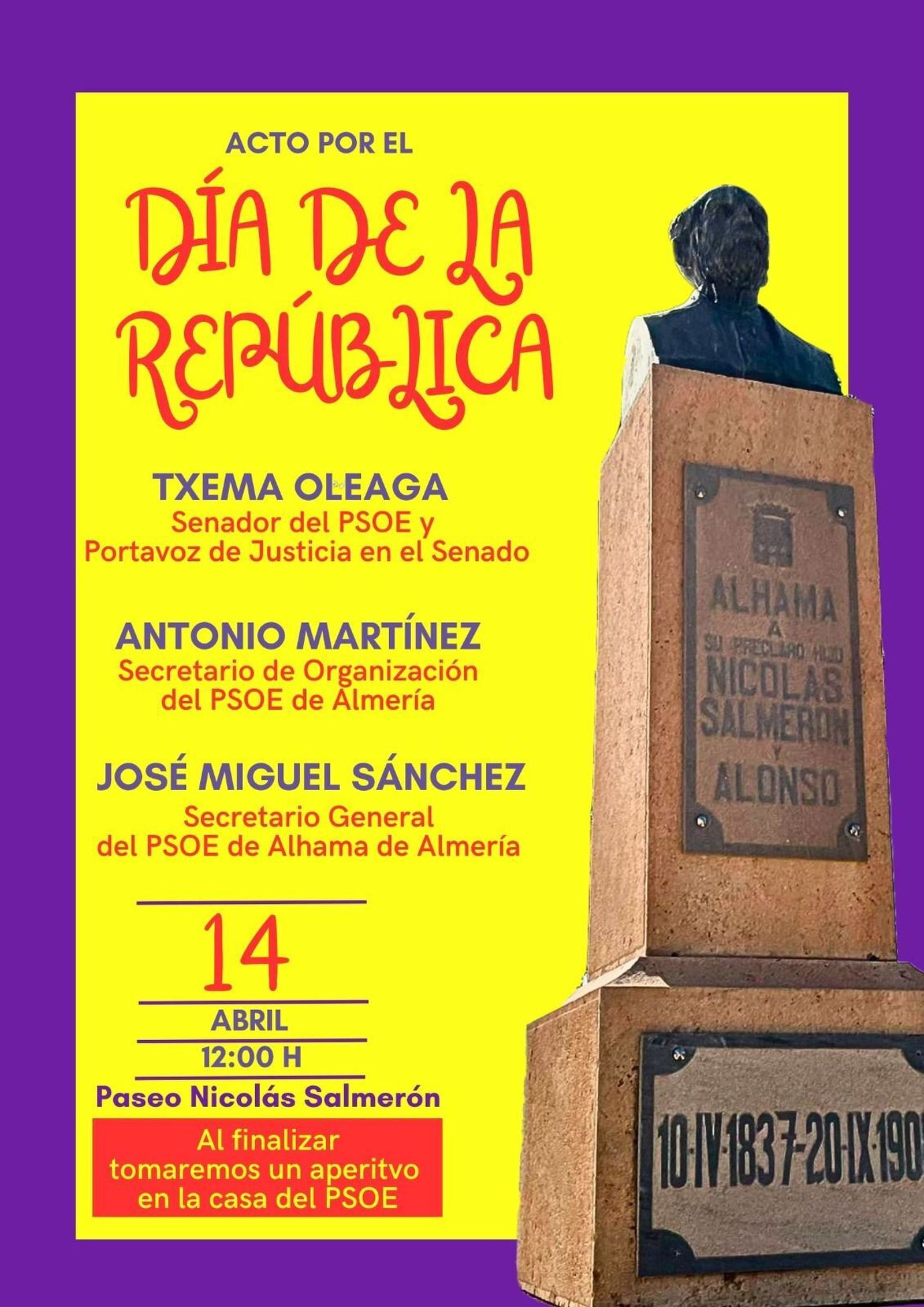 Cartel del acto público que se celebra este domingo en Alhama de Almería