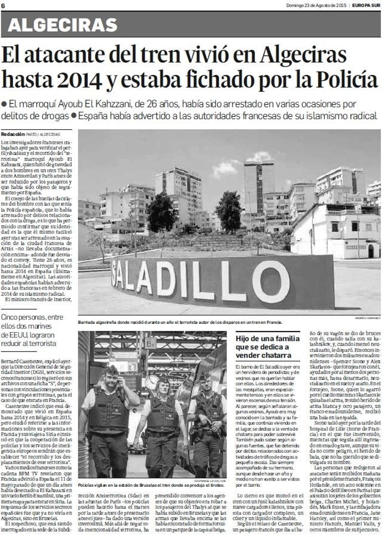 La información de Europa Sur del 23 de adosto de 2015.