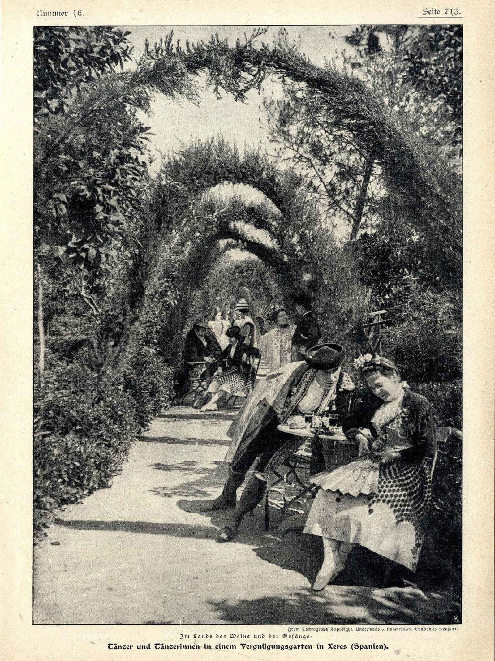 Jardin jerezano en una postal alemana de finales del XIX.