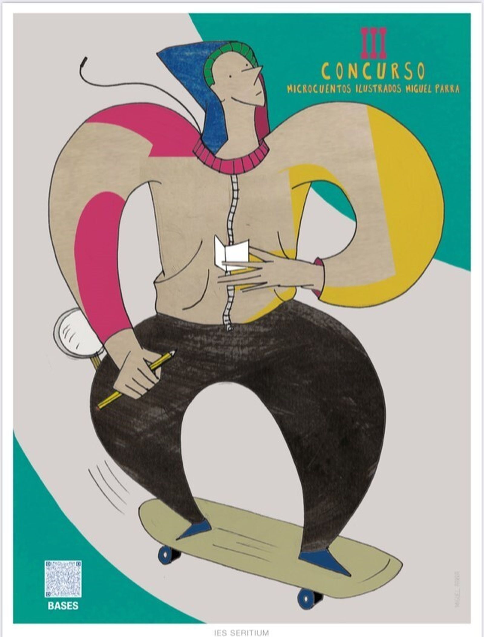 Detalle del cartel del Certamen de Microcuentos ilustrados Miguel Parra.