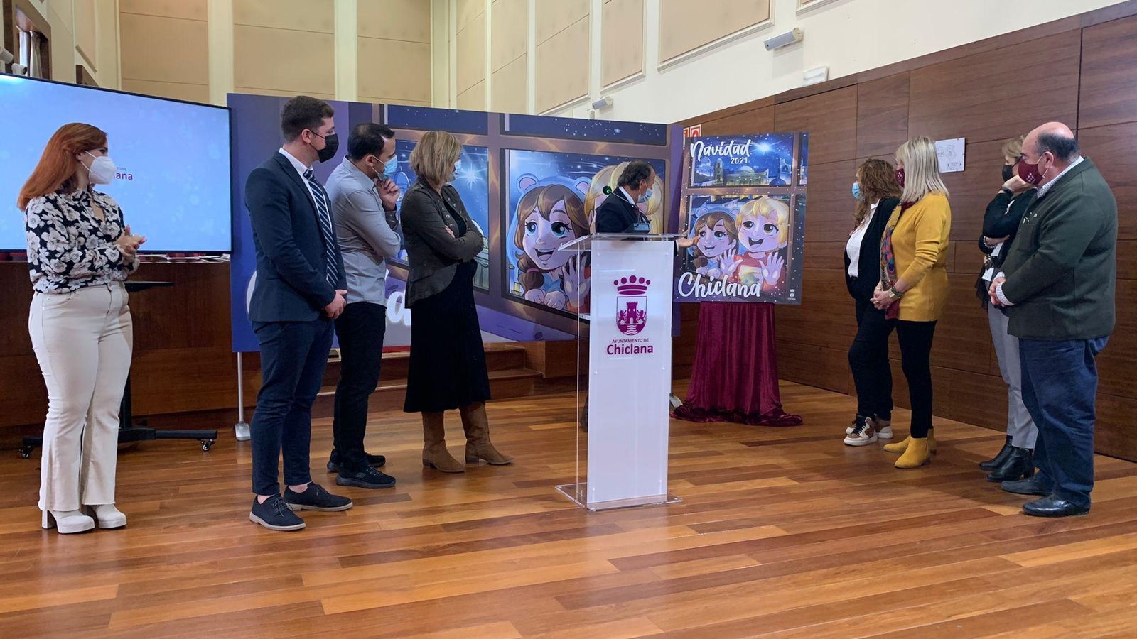 Acto de presentación del cartel, el vídeo promocional y el programa de la Navidad, este lunes en el Salón de Plenos.