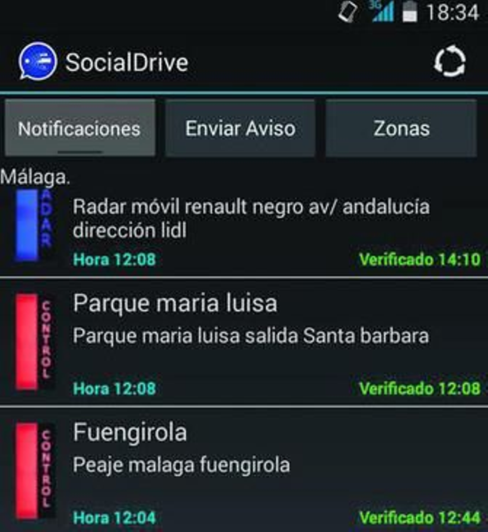 Un panel alerta de un tramo controlado por radar.
