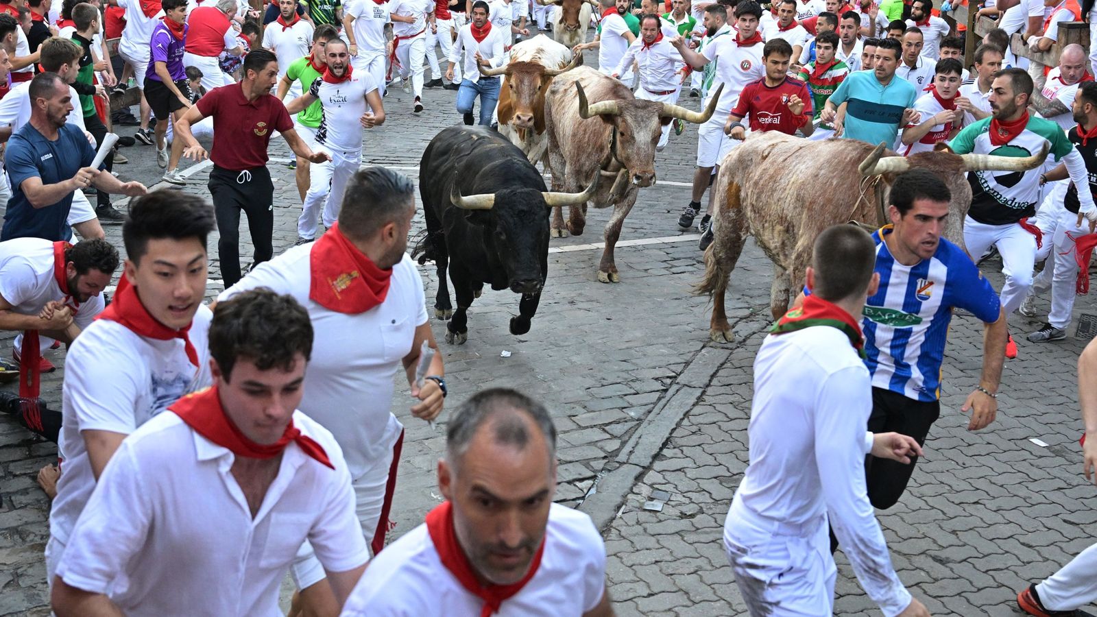 Las imágenes del sexto encierro de los sanfermines con toros de Jandilla
