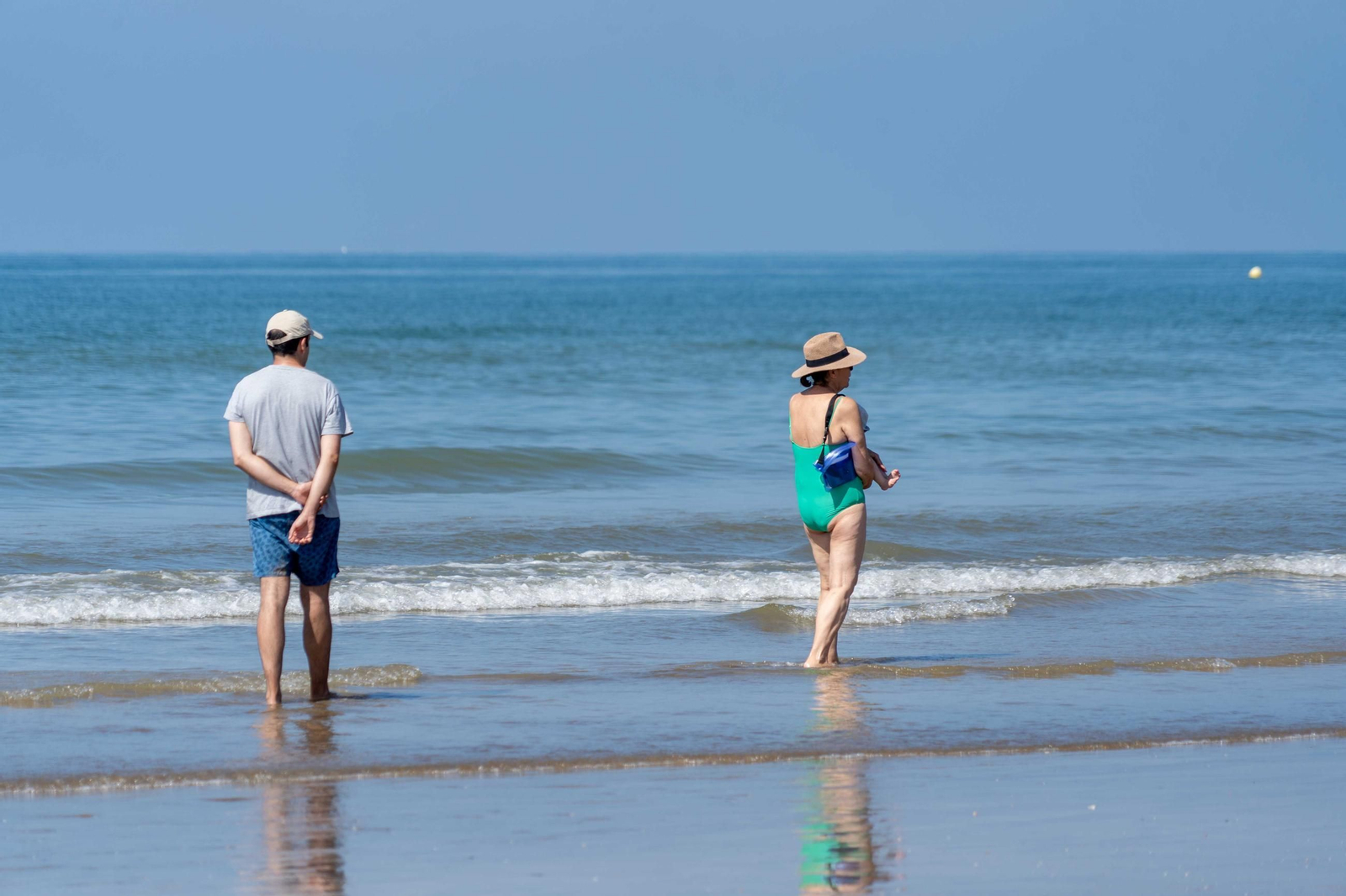 Ambiente de las playas de Punta Umbría la mañana del sábado 9 de agosto