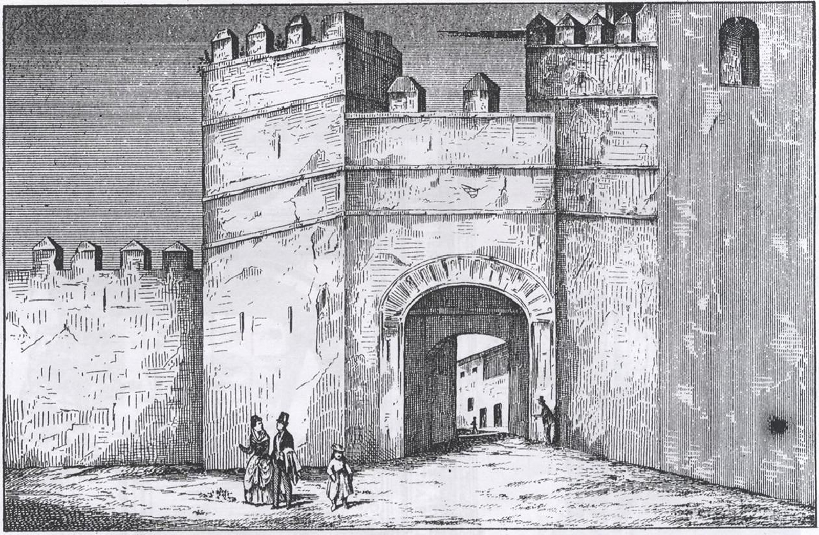 Exterior de la Puerta de Córdoba. En: Tovar, B. (1878). Las Puertas de Sevilla. Sevilla: Colegio Oficial de Aparejadores y Arquitectos Técnicos de Sevilla.