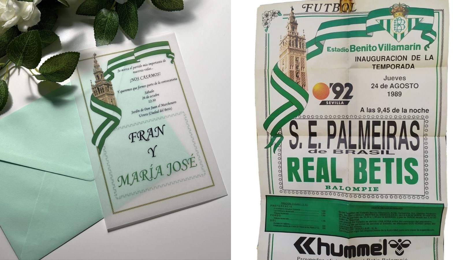 La invitación de la boda y el cartel en el que se basó su diseño