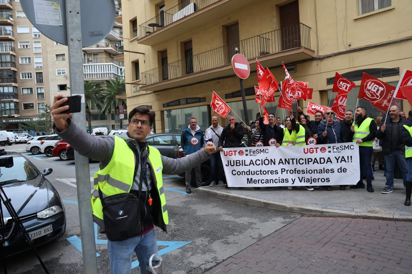 Conductores, durante la protesta en las calles de Málaga Conductores, durante la protesta en las calles de Málaga