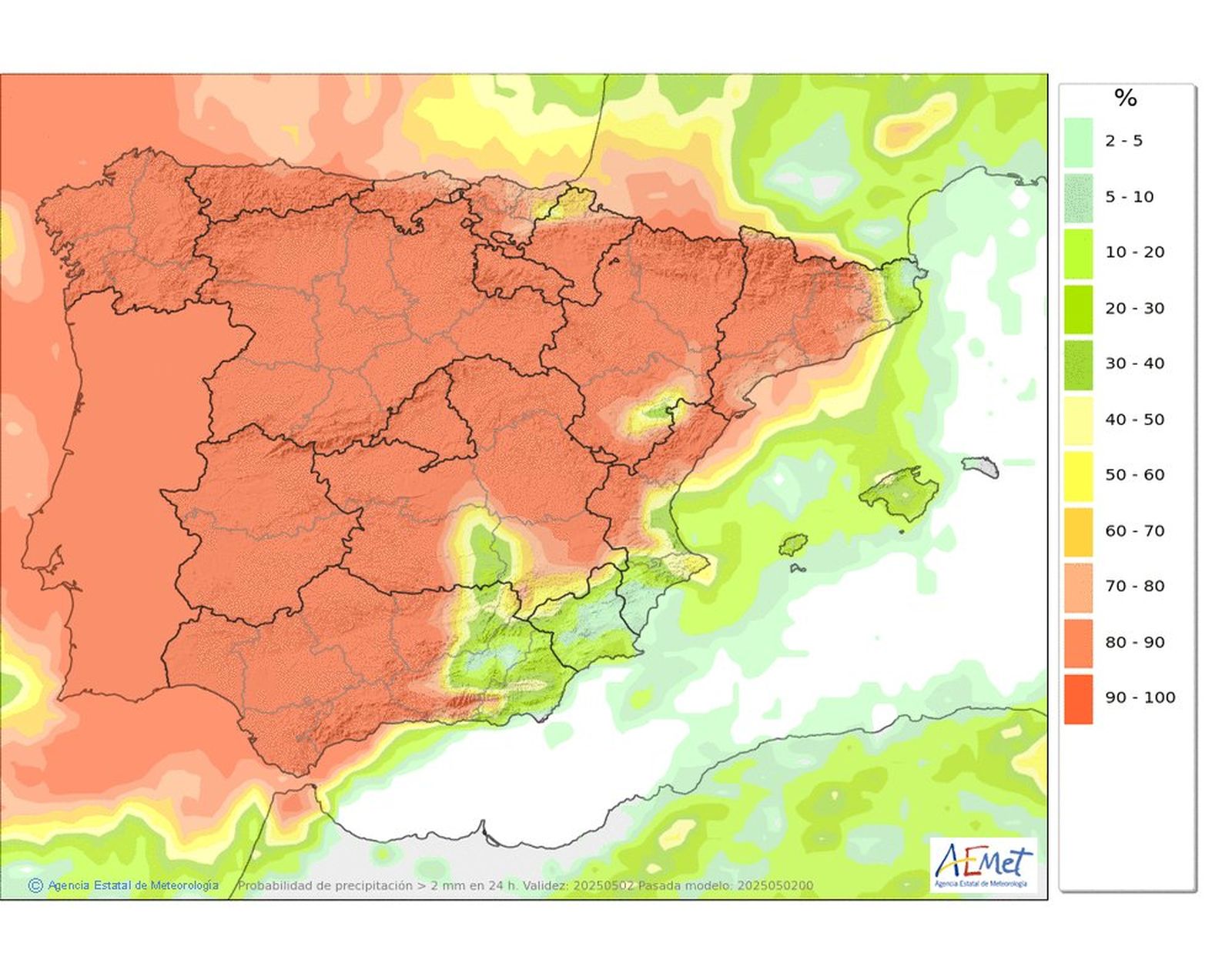 Pevisión de lluvia para este viernes.