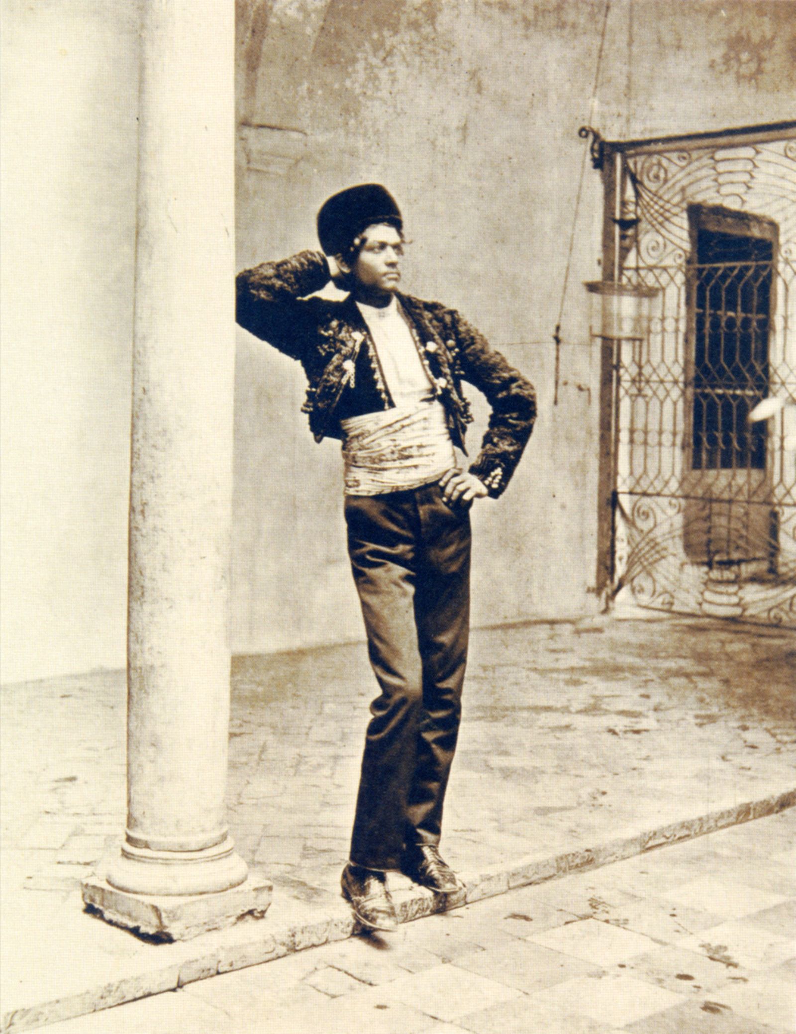 Seville, inhabitants of Andalusia dressed as a 'majo. c. 1862.