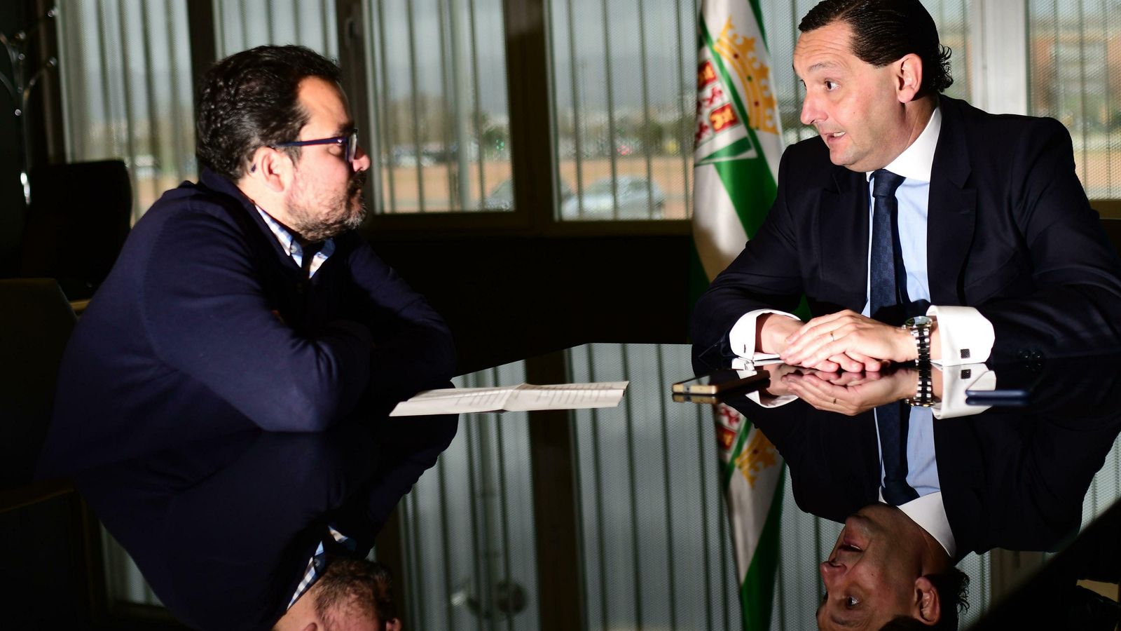 El director general del Córdoba, en un momento de la entrevista. El director general del Córdoba, en un momento de la entrevista.