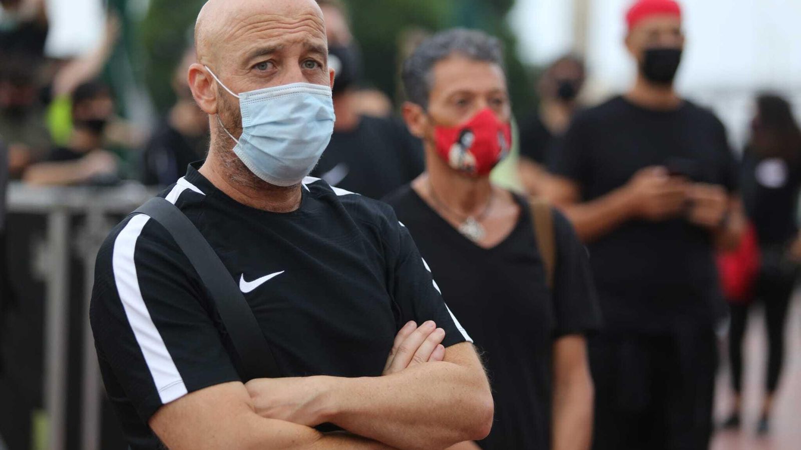 El cantaor Francis Bonela, antes de la manifestación.
