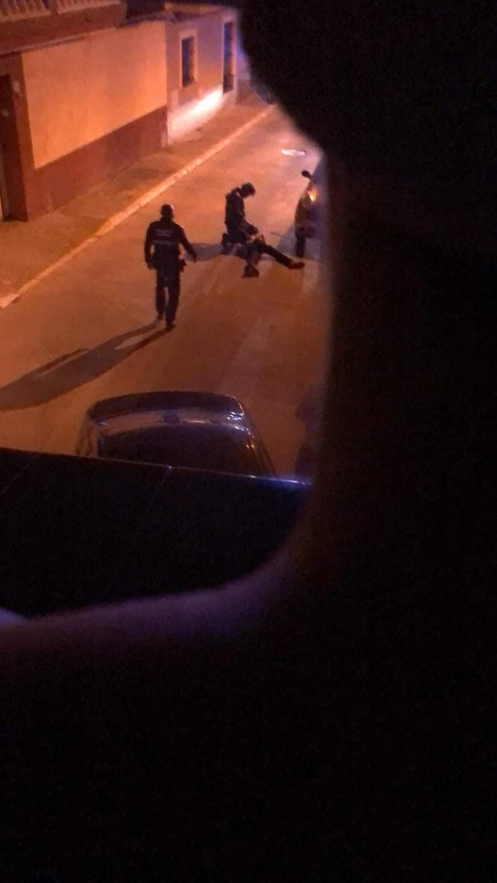 Momento de la detención de uno de los atracadores.