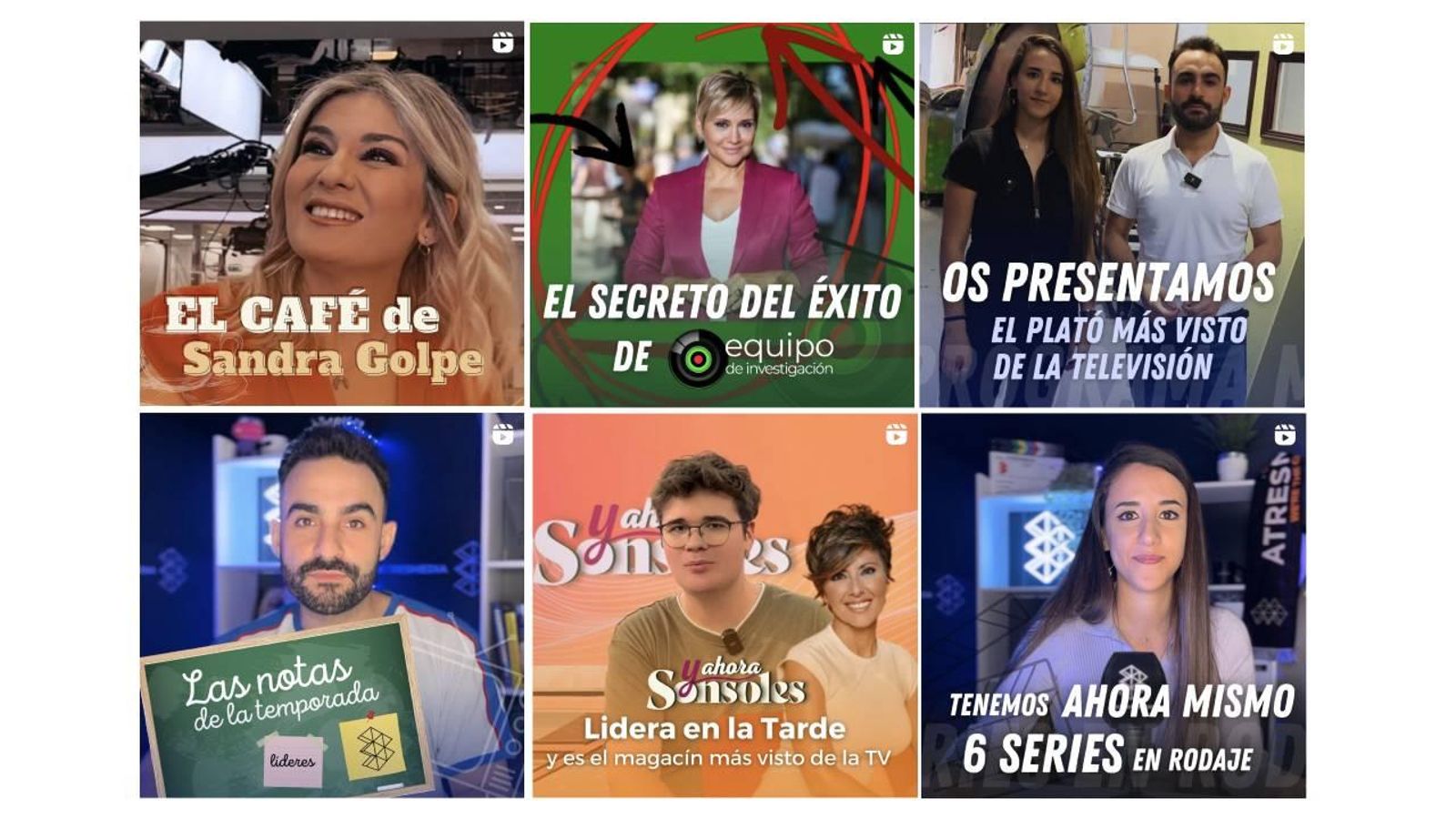 Algunos contenidos que destacan en el perfil de Instagram de Atresmedia