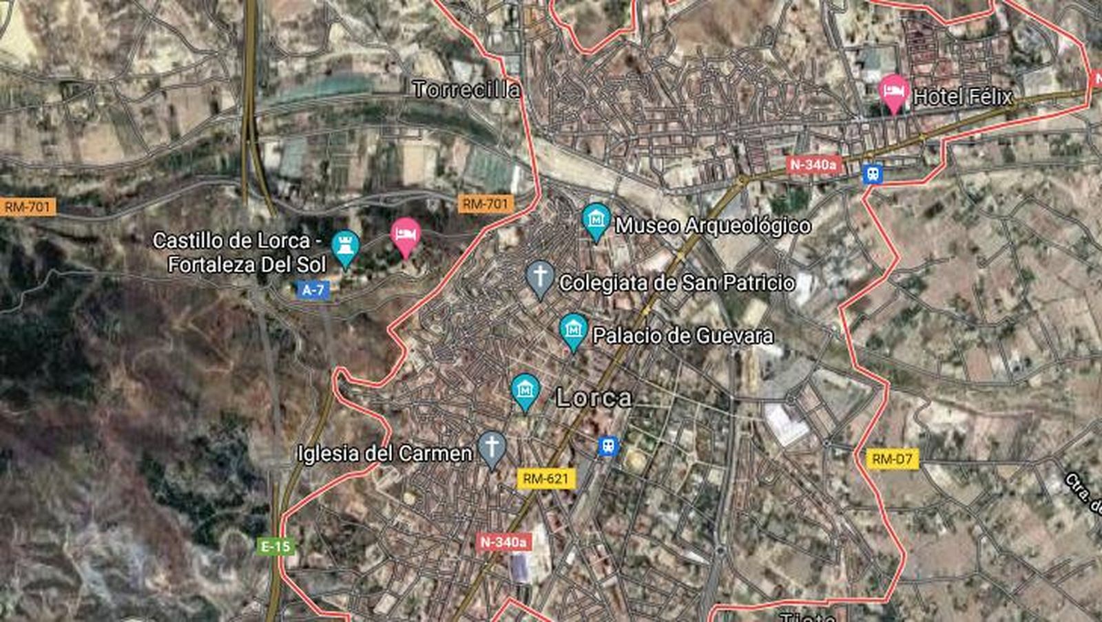 Mapa por satélite de Lorca