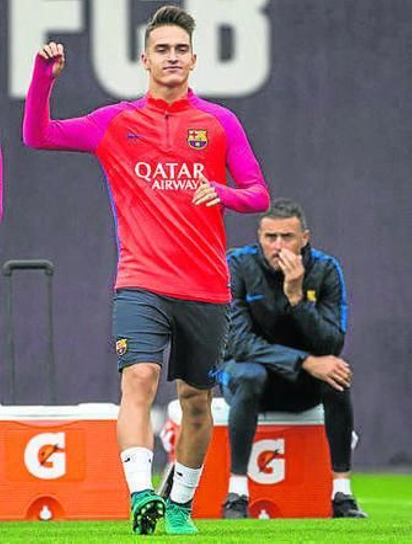 Denis Suárez, ante Luis Enrique.