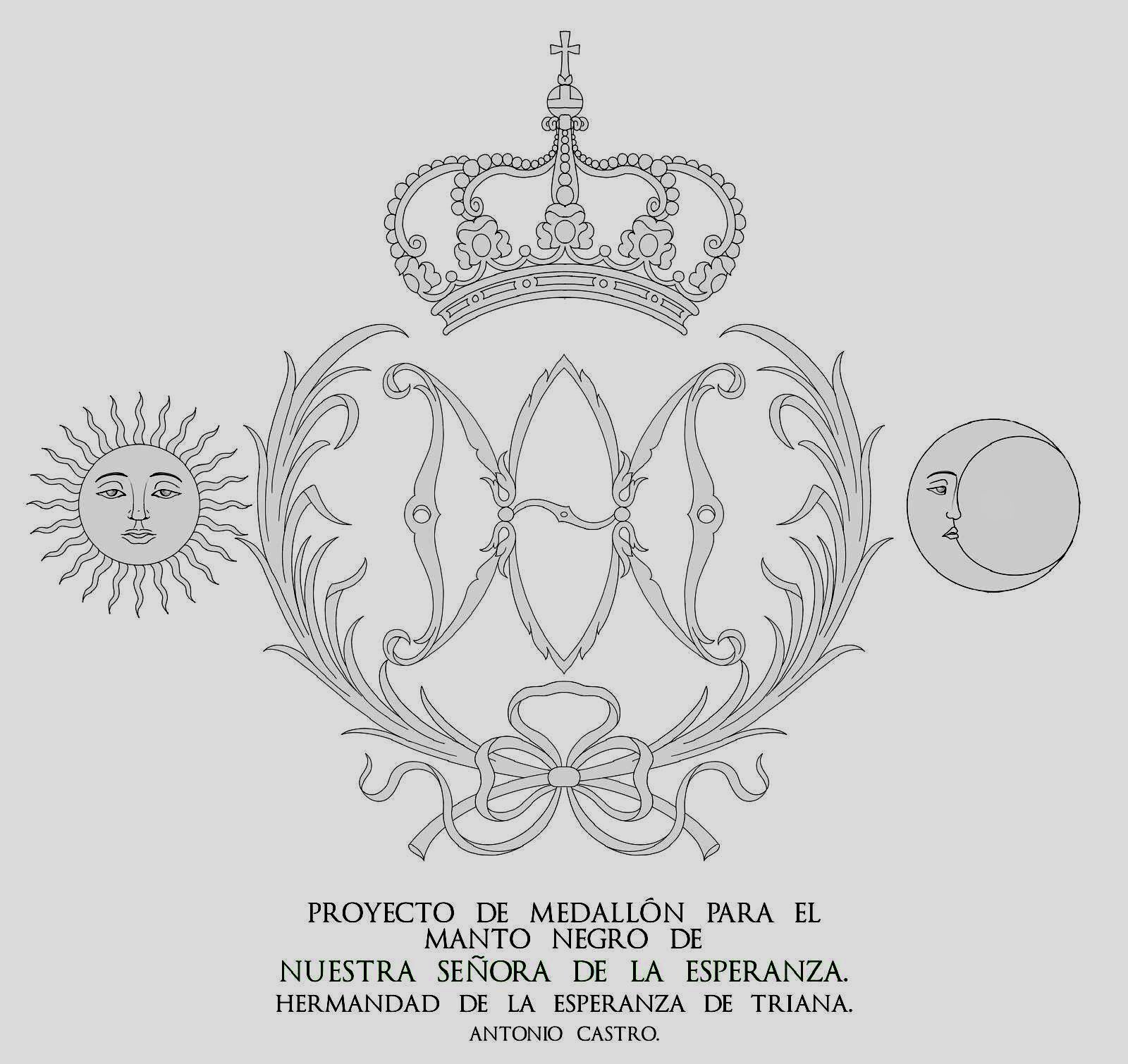 Diseño del medallón a bordar en el manto negro