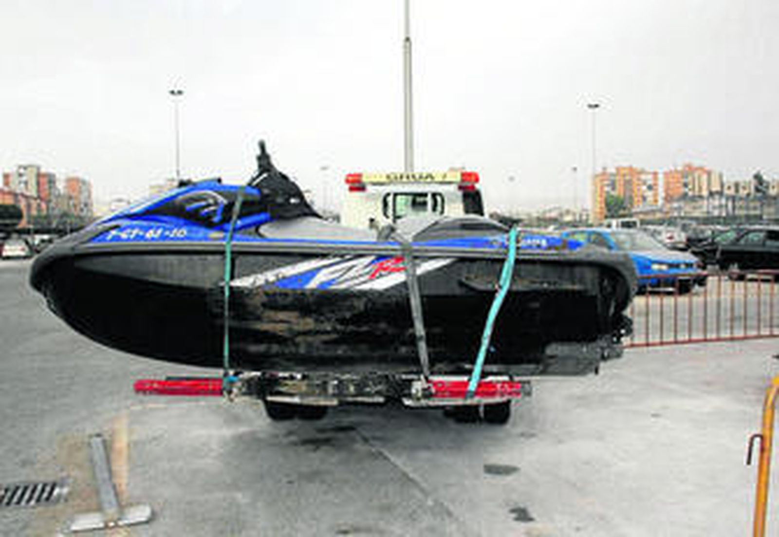 La moto de agua, en el depósito municipal de vehículos.
