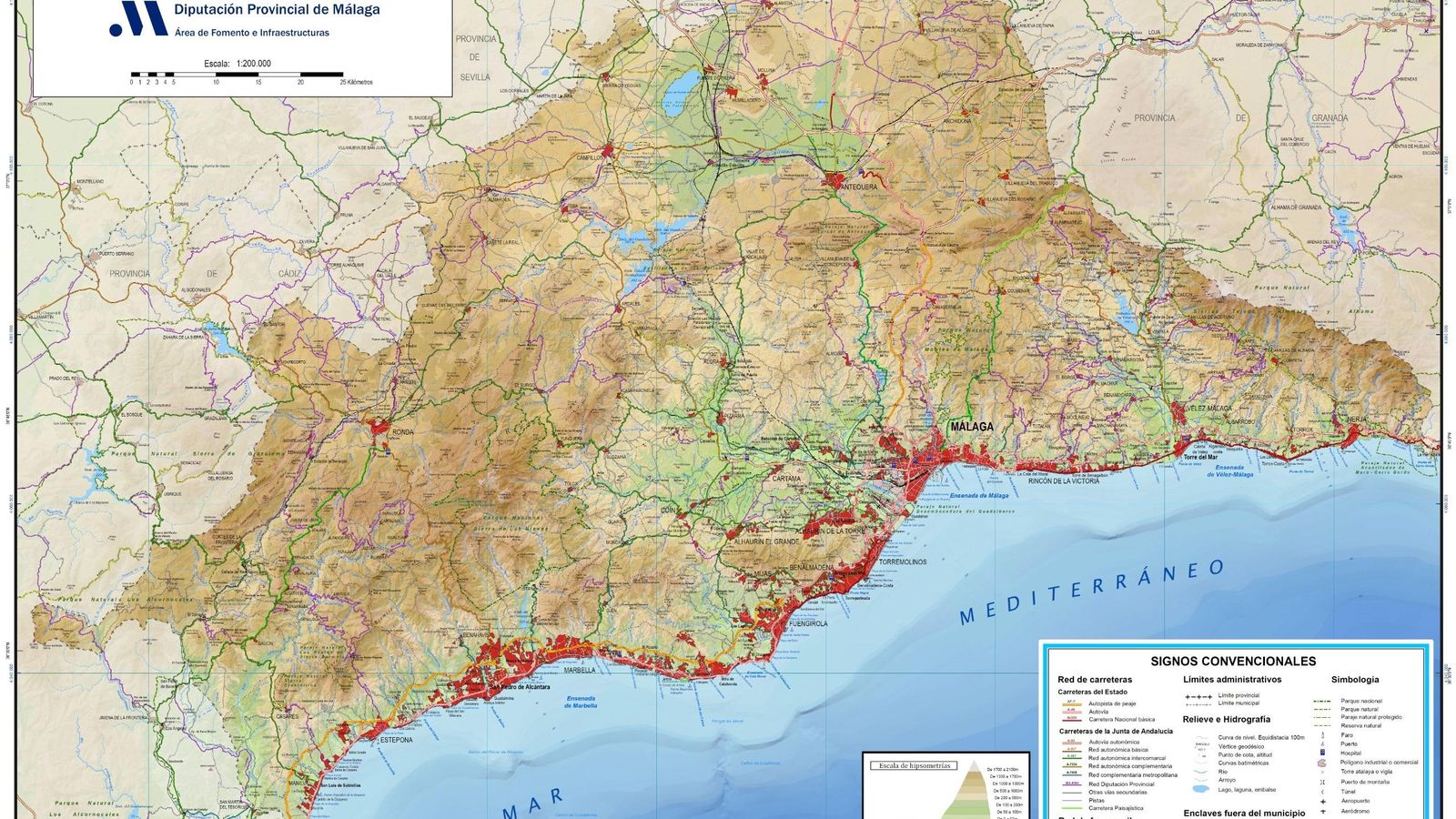 Mapa de la provincia de Málaga. Mapa de la provincia de Málaga.