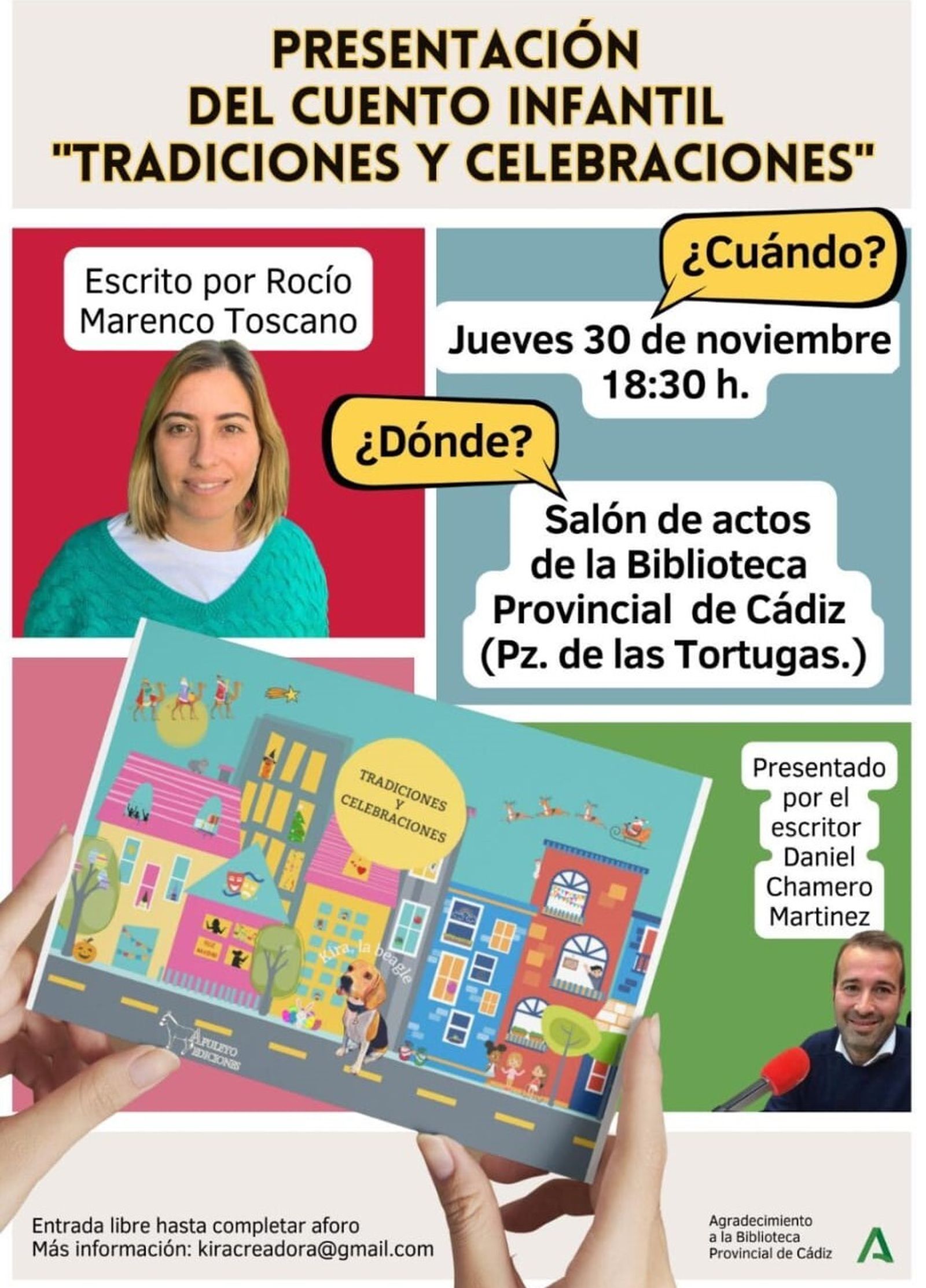 El cartel de la presentación del cuento 'Tradiciones y celebraciones'.