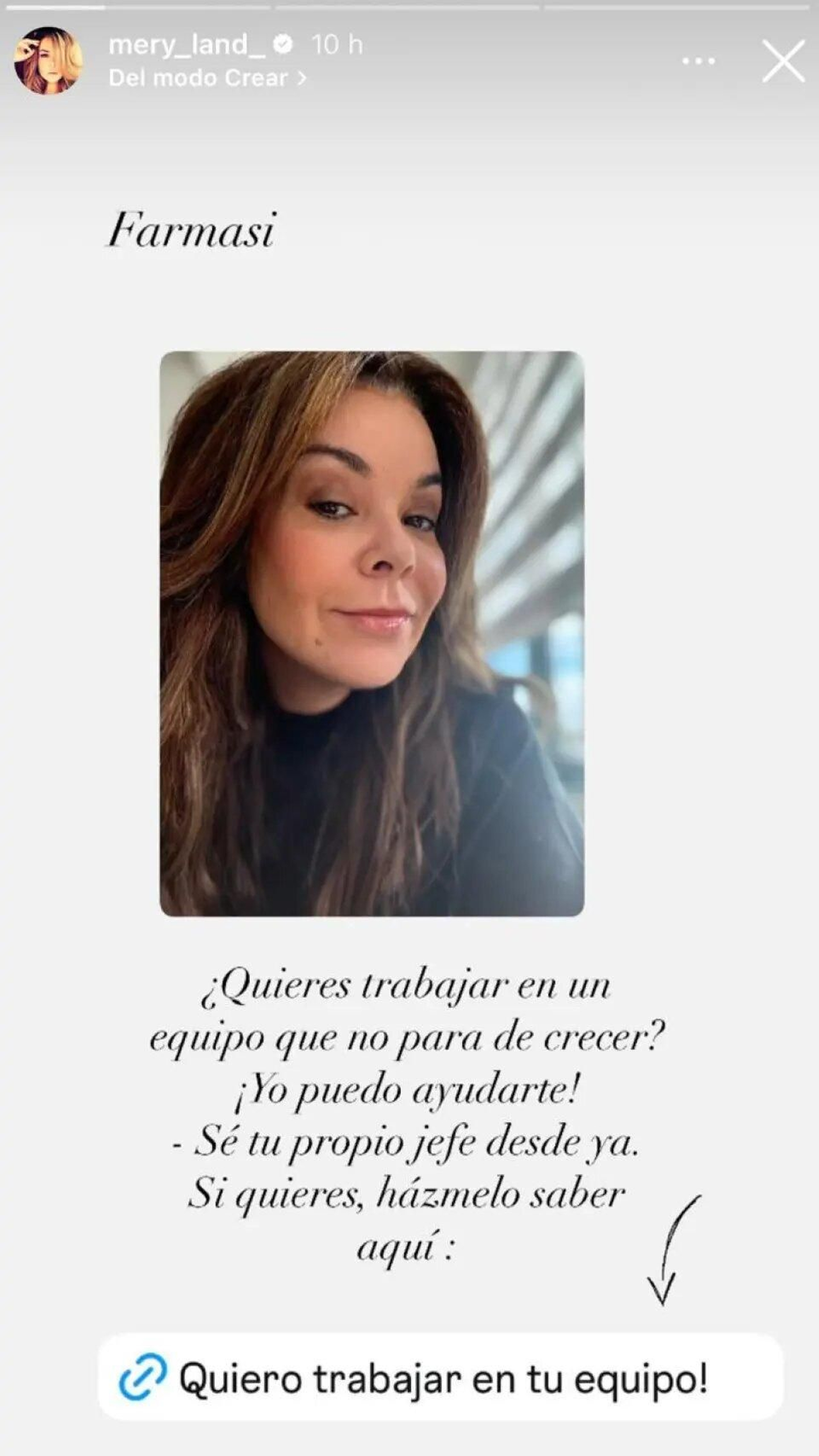 Una de las 'stories' de Instagram que ha compartido María Jose Campanario sobre su nuevo trabajo.