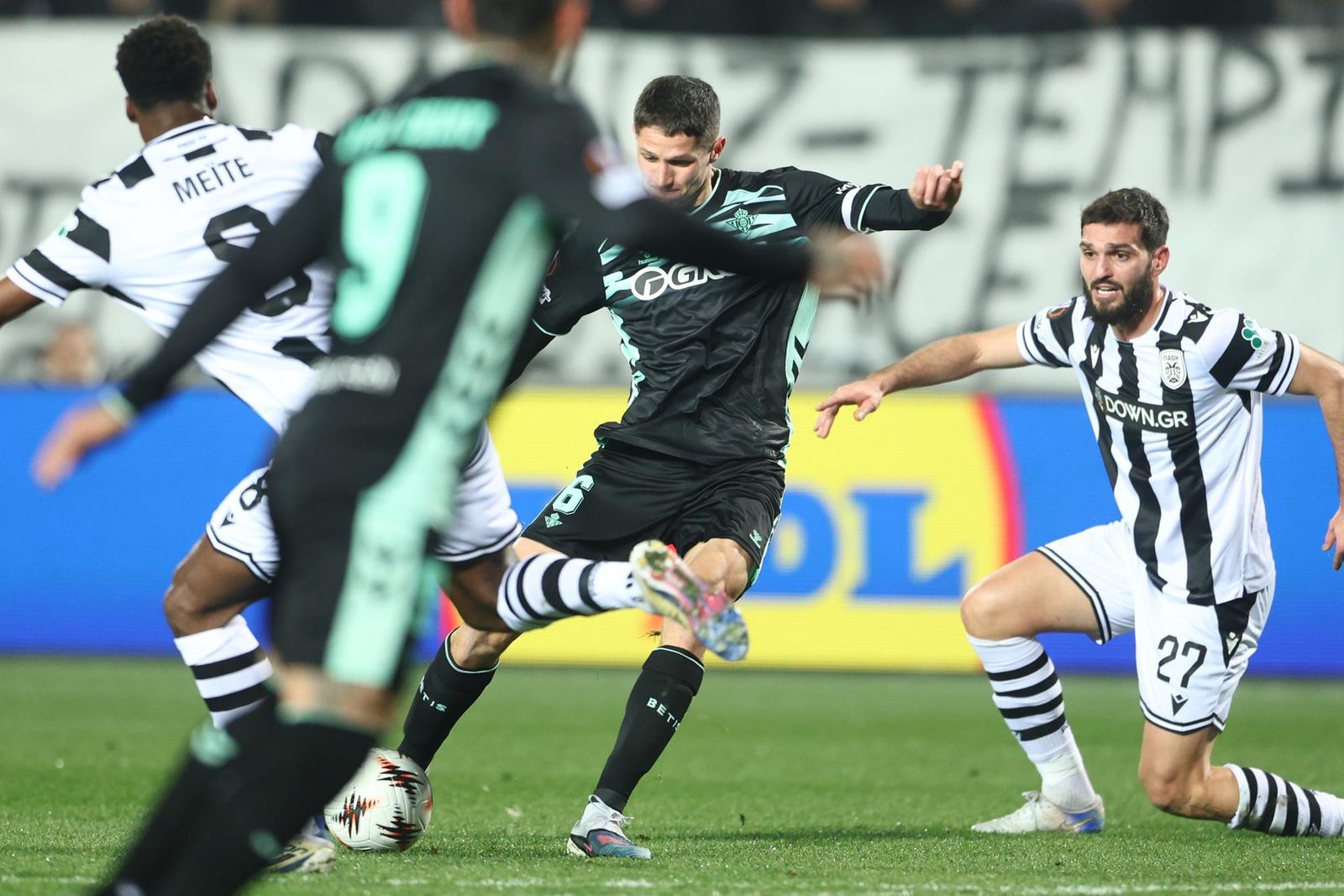 Una imagen del partido PAOK-Betis de la Europa League en Salónica