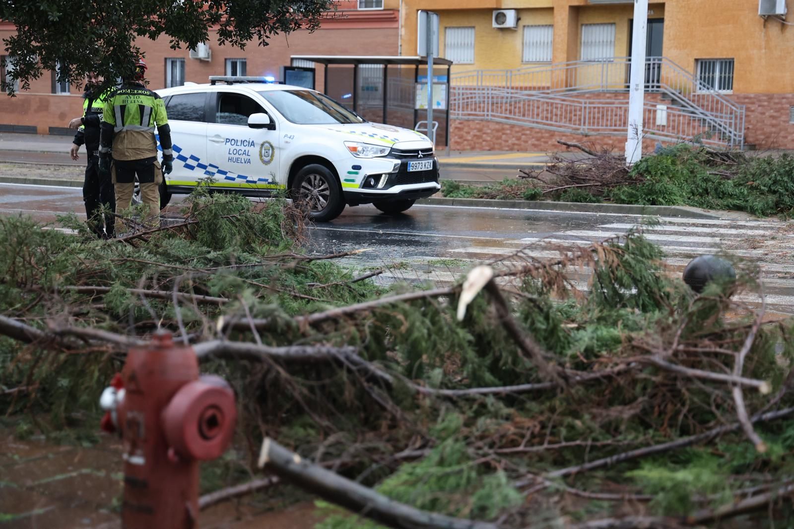 Fotografías de los destrozos de la borrasca Kristin en Huelva este miércoles