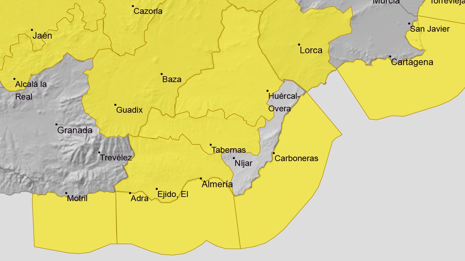 Alerta amarilla para el viernes 6 de febrero en Almería.