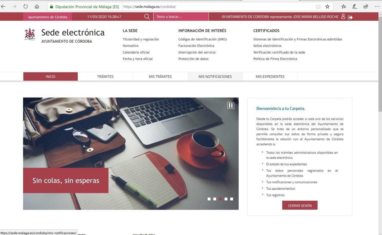 Imagen de la nueva sede electrónica del Ayuntamiento de Córdoba.