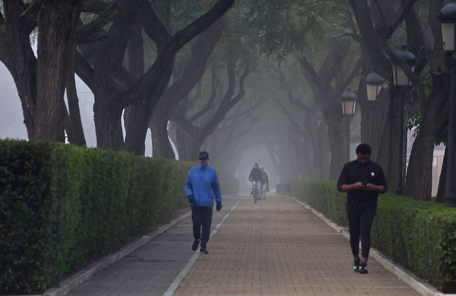 Imágenes de la espesa niebla durante la mañana en Huelva