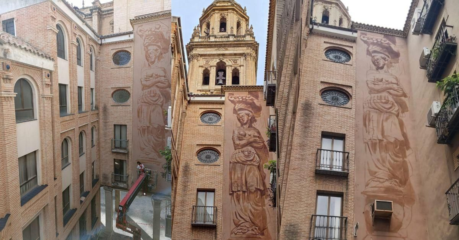 Diferentes perspectivas del mural artístico.