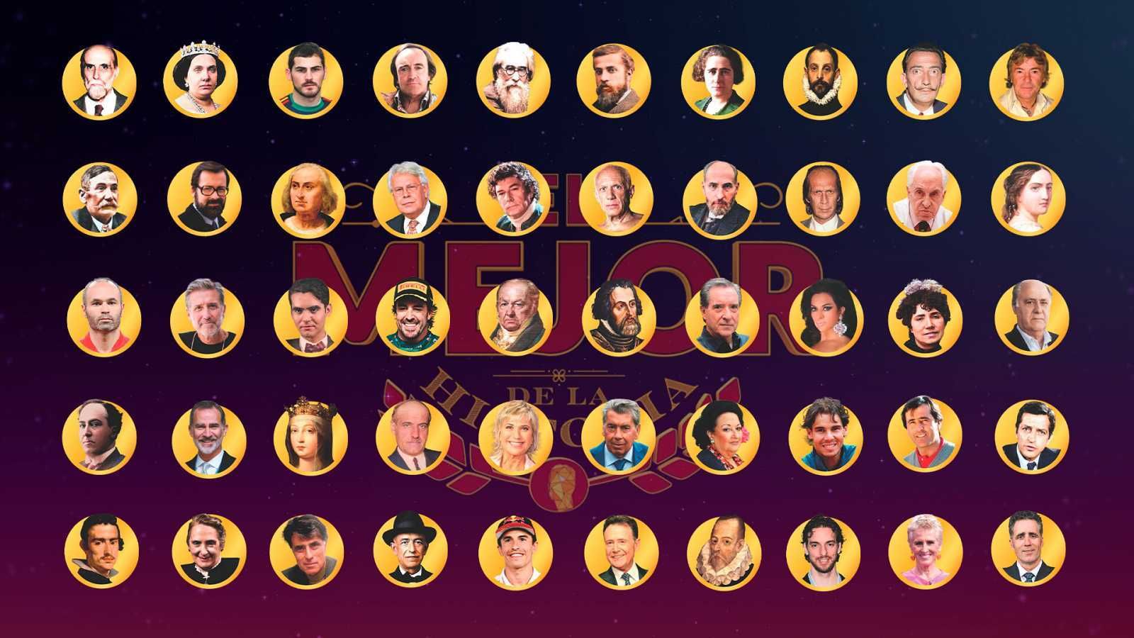 Efigies de los españoles incluidos en el programa 'El mejor de la historia' de TVE