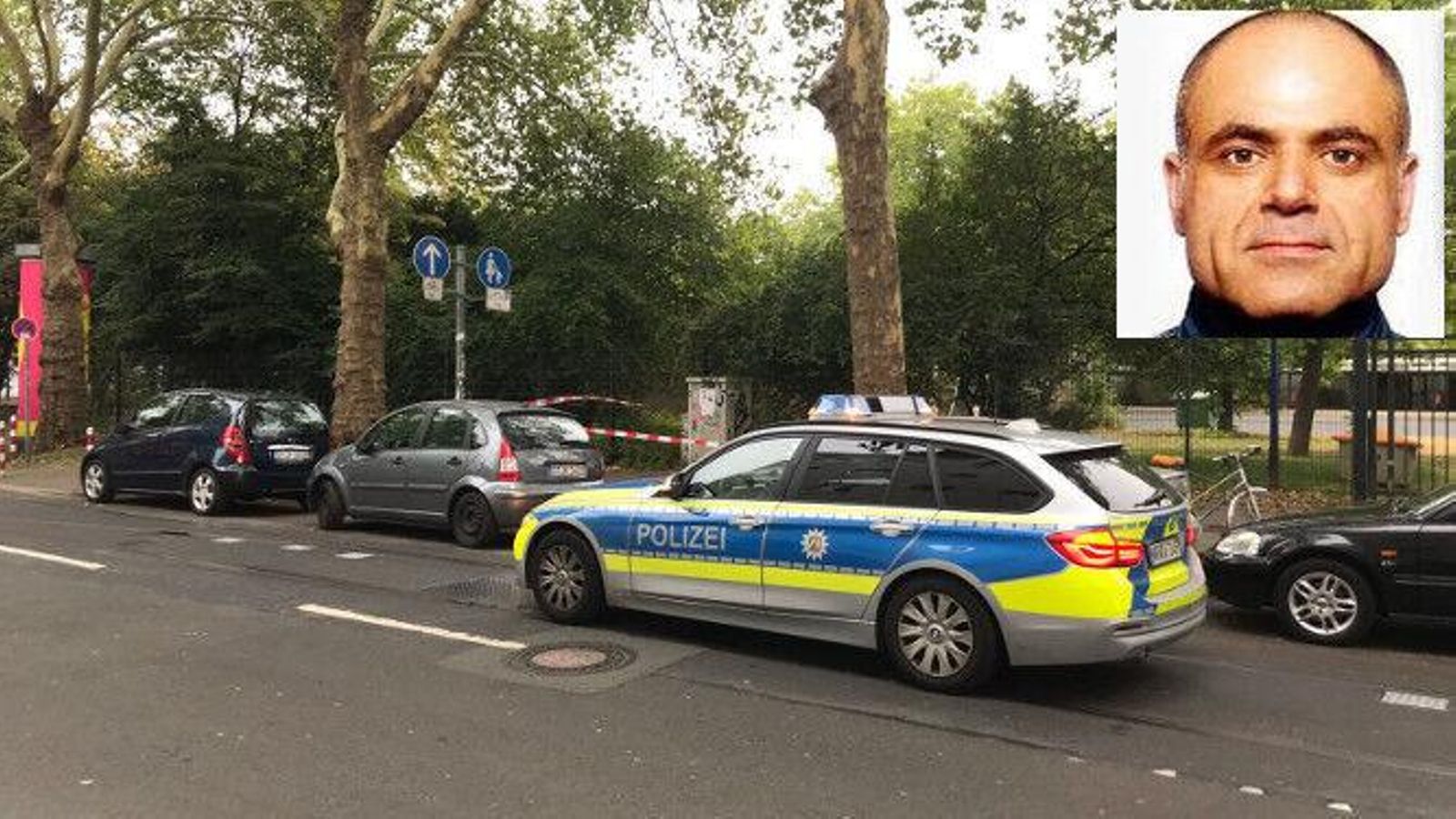 El parque de Düsseldorf donde se produjo el crimen y el sospechoso.
