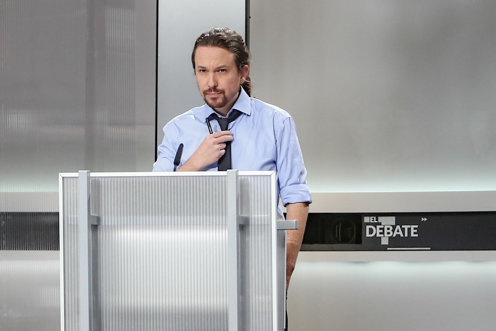 Pablo Iglesias, durante el último debate electoral.