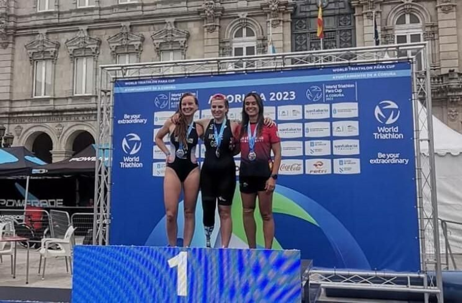 Carmen González en el podio de A Coruña.