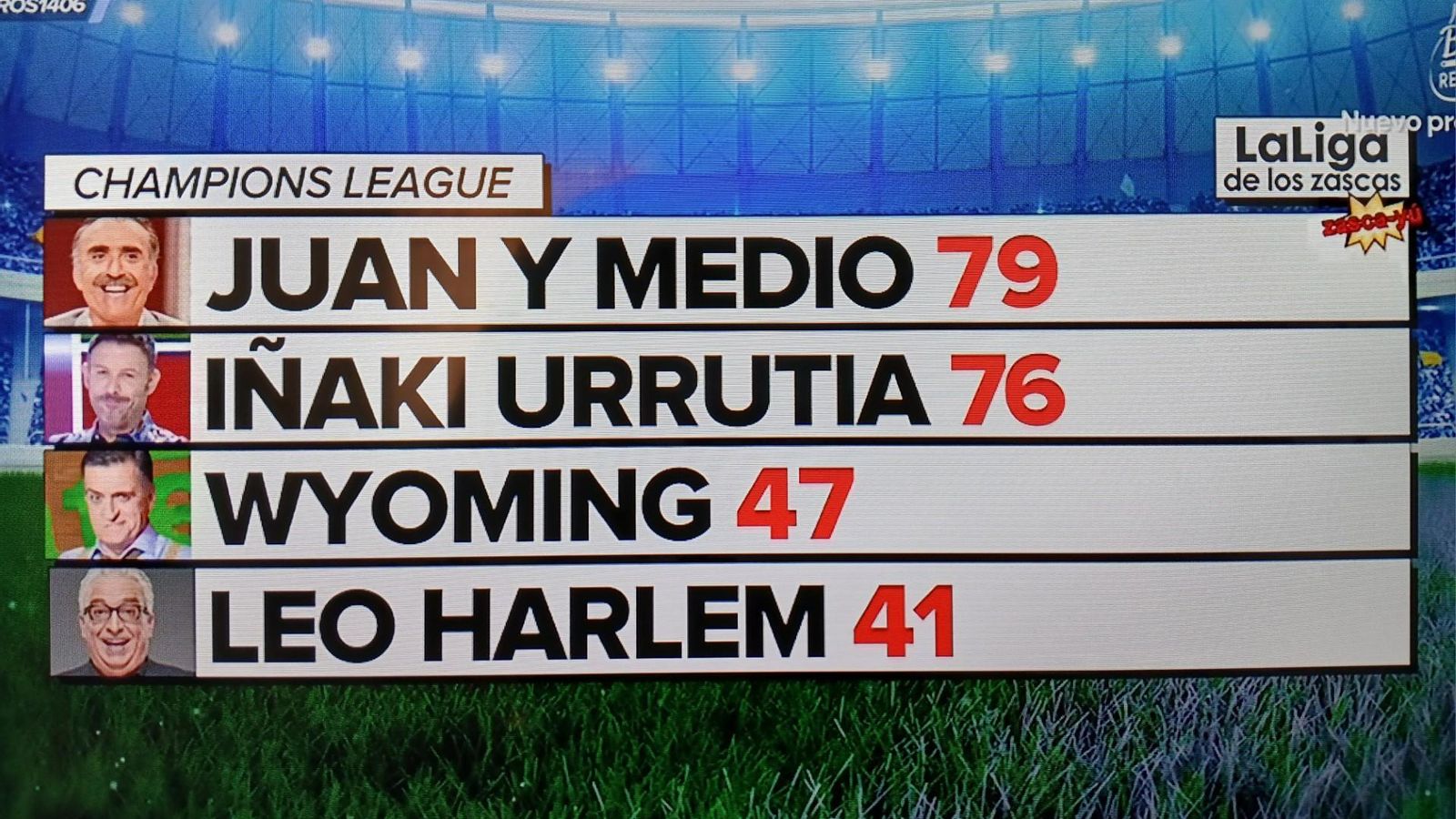 Juan y Medio encabezando la Liga de los Zascas