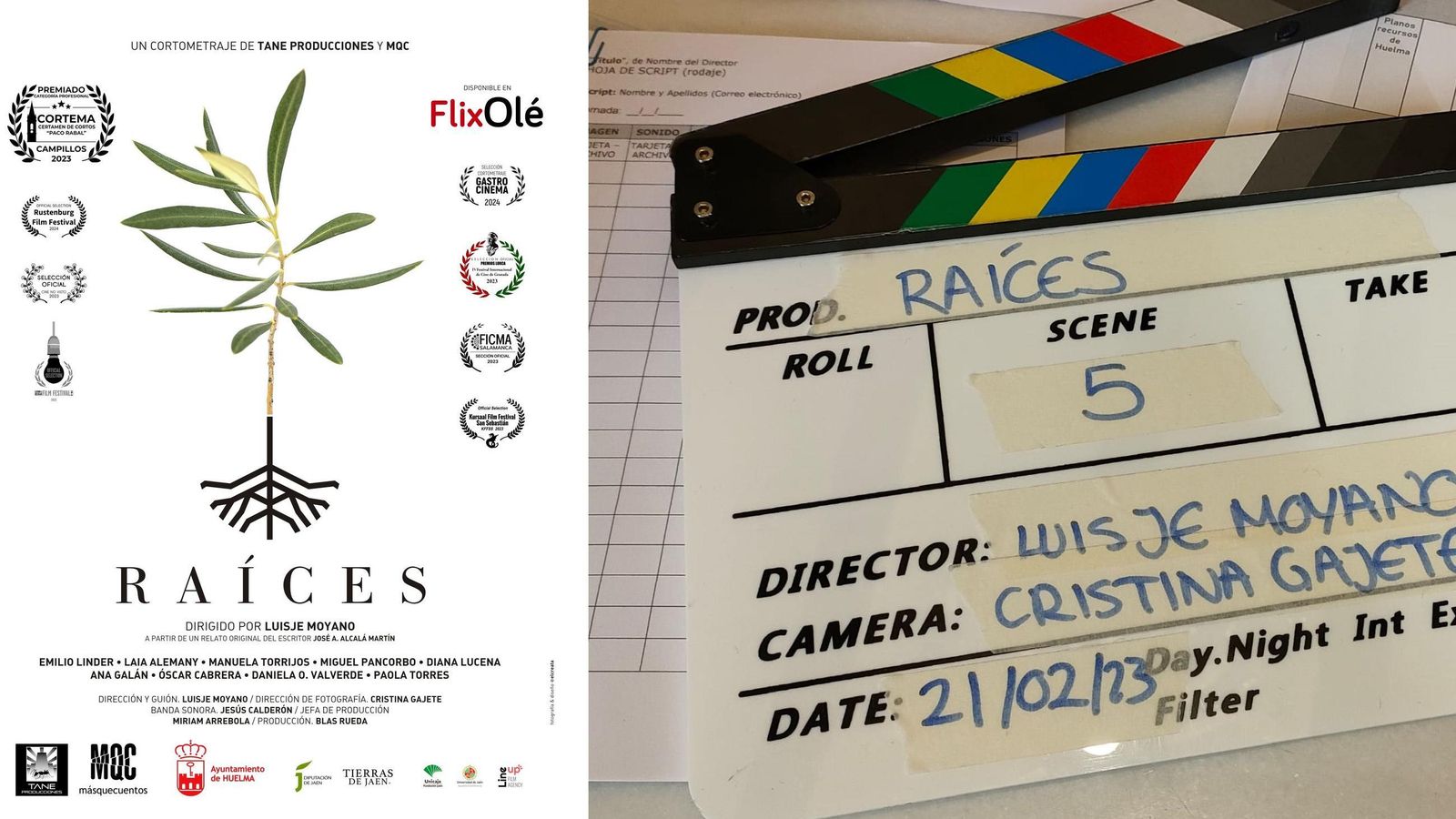 Portada y claqueta del cortometraje.